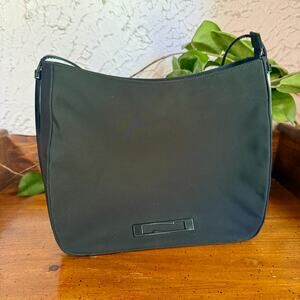 Vintage Nouchka Black Nylon Shoulder Bag Y2K Minimalist Baguette Zip Purse 90s